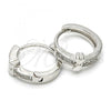 Sterling Silver Huggie Hoop, with White Micro Pave, Polished, Rhodium Finish, 02.174.0046.15