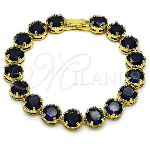 Oro Laminado Tennis Bracelet, Gold Filled Style with Sapphire Blue Cubic Zirconia, Polished, Golden Finish, 03.424.0002.1.08