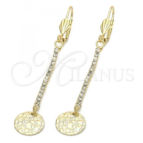 Oro Laminado Long Earring, Gold Filled Style with  Cubic Zirconia, Golden Finish, 5.068.004
