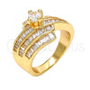 Gold Tone Multi Stone Ring, with White Cubic Zirconia, Polished, Golden Finish, 01.199.0005.09.GT (Size 9)