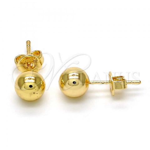 Oro Laminado Stud Earring, Gold Filled Style Ball Design, Polished, Golden Finish, 5.128.011.1