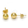Oro Laminado Stud Earring, Gold Filled Style Ball Design, Polished, Golden Finish, 5.128.011.1