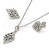Sterling Silver Earring and Pendant Adult Set, with White Cubic Zirconia, Polished, Rhodium Finish, 10.175.0023
