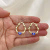 Oro Laminado Small Hoop, Gold Filled Style Heart Design, Blue Enamel Finish, Golden Finish, 02.213.0443.1.25