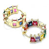 Oro Laminado Huggie Hoop, Gold Filled Style with Multicolor Cubic Zirconia, Polished, Golden Finish, 02.210.0435.1.20
