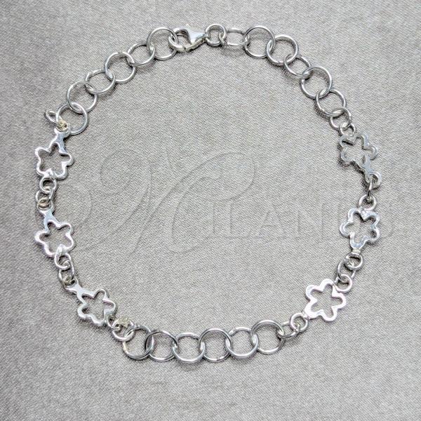 Sterling Silver Basic Bracelet, Flower Design, Polished, Silver Finish, 03.392.0027.07