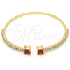 Oro Laminado Individual Bangle, Gold Filled Style with Garnet Cubic Zirconia and White Crystal, Polished, Golden Finish, 07.193.0017.1 (02 MM Thickness, One size fits all)