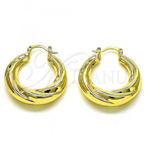 Oro Laminado Medium Hoop, Gold Filled Style and Hollow Polished, Golden Finish, 02.163.0178.30