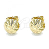 Oro Laminado Stud Earring, Gold Filled Style Diamond Cutting Finish, Golden Finish, 02.100.0117