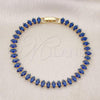 Oro Laminado Tennis Bracelet, Gold Filled Style Cluster Design, with Sapphire Blue Cubic Zirconia, Polished, Golden Finish, 03.283.0355.4.07