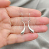 Sterling Silver Dangle Earring, Hollow and Teardrop Design, Polished, Silver Finish, 02.396.0005