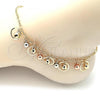 Oro Laminado Charm Anklet , Gold Filled Style Rattle Charm and Ball Design, Polished, Tricolor, 03.331.0082.10