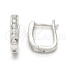 Sterling Silver Huggie Hoop, with White Cubic Zirconia, Polished, Rhodium Finish, 02.186.0042.10