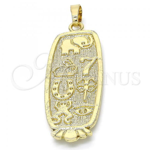 Oro Laminado Fancy Pendant, Gold Filled Style Elephant and Frog Design, Polished, Golden Finish, 05.213.0009