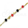 Oro Laminado Fancy Bracelet, Gold Filled Style Elephant Design, with Garnet and Black Crystal, Polished, Golden Finish, 03.213.0043.08