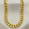 Oro Laminado Basic Necklace, Gold Filled Style Miami Cuban Design, with White Cubic Zirconia, Polished, Golden Finish, 03.278.0004.30