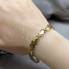 Stainless Steel Fancy Bracelet, Heart Design, Polished, Golden Finish, 03.63.22126.08