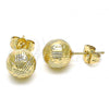 Oro Laminado Stud Earring, Gold Filled Style Diamond Cutting Finish, Golden Finish, 02.100.0113