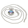 Rhodium Plated Pendant Necklace, Flower Design, with Crystal Swarovski Crystals and White Micro Pave, Polished, Rhodium Finish, 04.239.0020.2.16