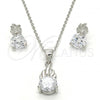Sterling Silver Earring and Pendant Adult Set, with White Cubic Zirconia, Polished, Rhodium Finish, 10.281.0003