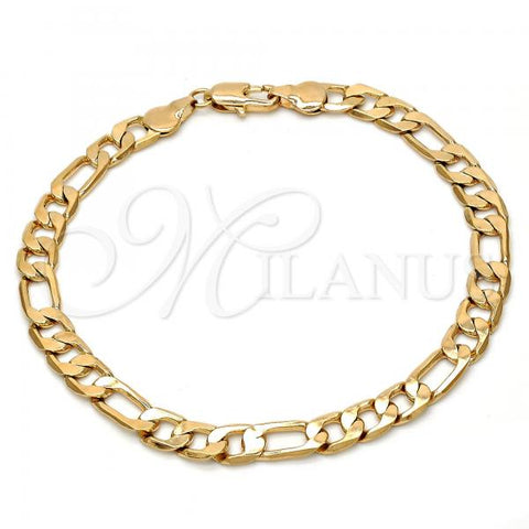Oro Laminado Basic Bracelet, Gold Filled Style Figaro Design, Polished, Golden Finish, 5.222.013.08
