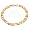 Oro Laminado Basic Bracelet, Gold Filled Style Figaro Design, Polished, Golden Finish, 5.222.013.08