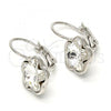 Rhodium Plated Leverback Earring, Flower Design, with Crystal Swarovski Crystals, Polished, Rhodium Finish, 02.239.0012.3