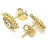 Oro Laminado Stud Earring, Gold Filled Style Evil Eye Design, with White Micro Pave, Polished, Golden Finish, 02.210.0415.1