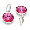 Rhodium Plated Dangle Earring, with Rose Swarovski Crystals, Polished, Rhodium Finish, 02.239.0001.10