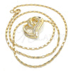Oro Laminado Pendant Necklace, Gold Filled Style Heart Design, with White Micro Pave, Polished, Golden Finish, 04.195.0023.20