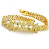 Oro Laminado Fancy Bracelet, Gold Filled Style Leaf Design, Diamond Cutting Finish, Golden Finish, 03.93.0002.07