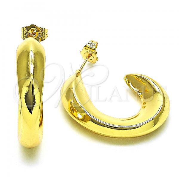 Oro Laminado Stud Earring, Gold Filled Style Chunky Design, Polished, Golden Finish, 02.163.0164