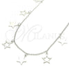 Sterling Silver Pendant Necklace, Star Design, Rhodium Finish, 04.336.0184.16