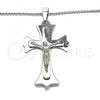Stainless Steel Pendant Necklace, Crucifix Design, Polished, Steel Finish, 04.116.0042.30
