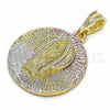 Oro Laminado Religious Pendant, Gold Filled Style Guadalupe Design, Diamond Cutting Finish, Tricolor, 05.351.0045