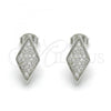 Sterling Silver Stud Earring, with White Cubic Zirconia, Polished, Rhodium Finish, 02.285.0080