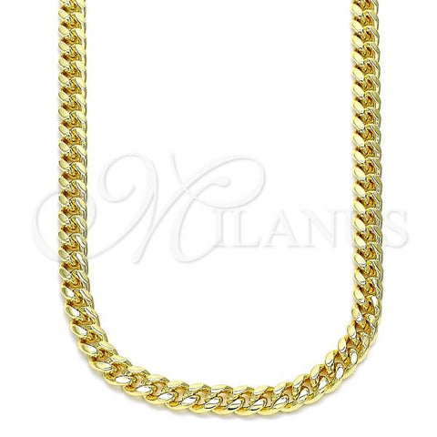 Oro Laminado Basic Necklace, Gold Filled Style Miami Cuban Design, Polished, Golden Finish, 5.223.013.30