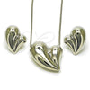 Rhodium Plated Earring and Pendant Adult Set, Heart and Hollow Design, Polished, Rhodium Finish, 10.163.0021.1