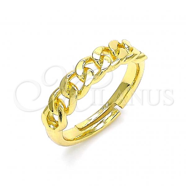 Oro Laminado Multi Stone Ring, Gold Filled Style Curb Design, Polished, Golden Finish, 01.341.0036