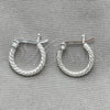 Sterling Silver Small Hoop, Hollow Design, Diamond Cutting Finish, Silver Finish, 02.401.0002.12