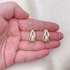 Oro Laminado Stud Earring, Gold Filled Style Chunky Design, with Ivory Pearl, Polished, Golden Finish, 02.213.0514