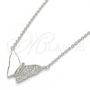 Sterling Silver Pendant Necklace, Butterfly Design, with White Micro Pave, Polished, Rhodium Finish, 04.336.0061.16