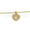 Oro Laminado Pendant Necklace, Gold Filled Style Mom Design, with White Cubic Zirconia, Polished, Golden Finish, 04.63.1274.18