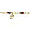 Oro Laminado Charm Anklet , Gold Filled Style Dolphin Design, Polished, Golden Finish, 03.213.0083.10