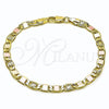 Oro Laminado Basic Bracelet, Gold Filled Style Mariner Design, Diamond Cutting Finish, Tricolor, 03.213.0352.08