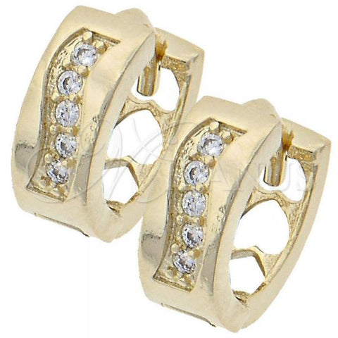 Oro Laminado Huggie Hoop, Gold Filled Style with White Cubic Zirconia, Polished, Golden Finish, 5.131.007.2