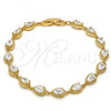 Oro Laminado Tennis Bracelet, Gold Filled Style Teardrop Design, with White Cubic Zirconia, Polished, Golden Finish, 03.213.0006.1.07