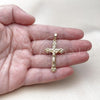 Oro Laminado Religious Pendant, Gold Filled Style Cross and Crucifix Design, Polished, Golden Finish, 05.63.1168