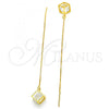 Sterling Silver Threader Earring, with White Cubic Zirconia, Polished, Golden Finish, 02.183.0024