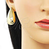 Oro Laminado Stud Earring, Gold Filled Style Teardrop and Hollow Design, Polished, Golden Finish, 02.428.0032